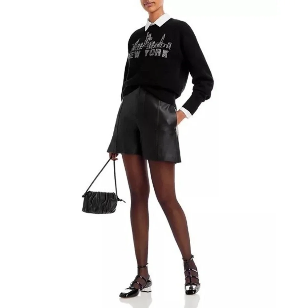 Aqua 100% cashmere new york‎ crewneck Sweater Black M Pullover Soft Exclusive